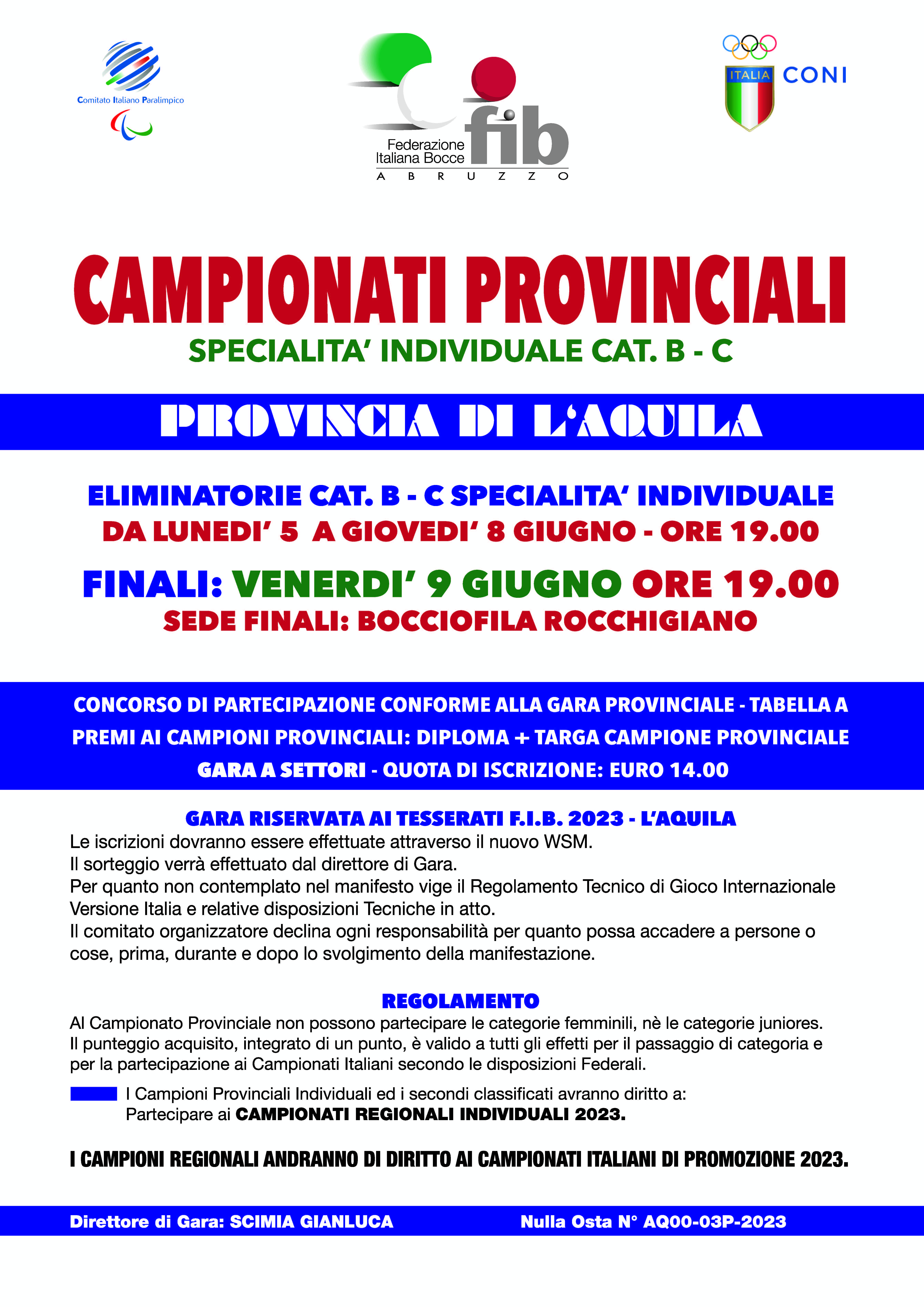 CAMPIONATI PROVINCIALIAQ23