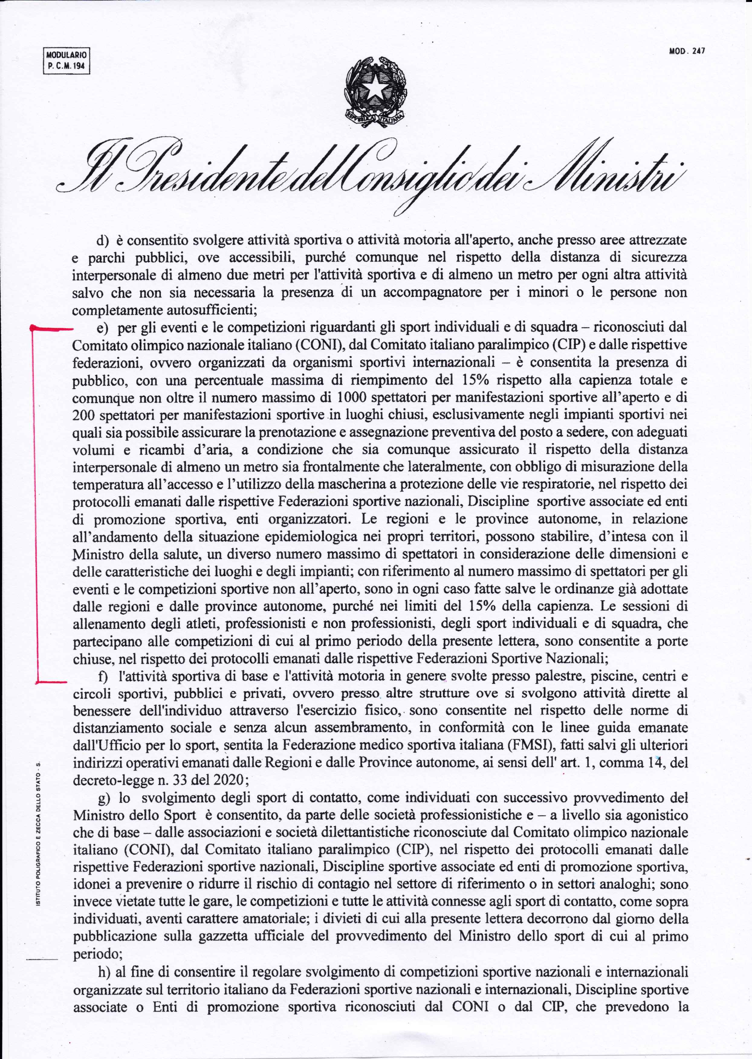 Estratto DPCM 13.10.20