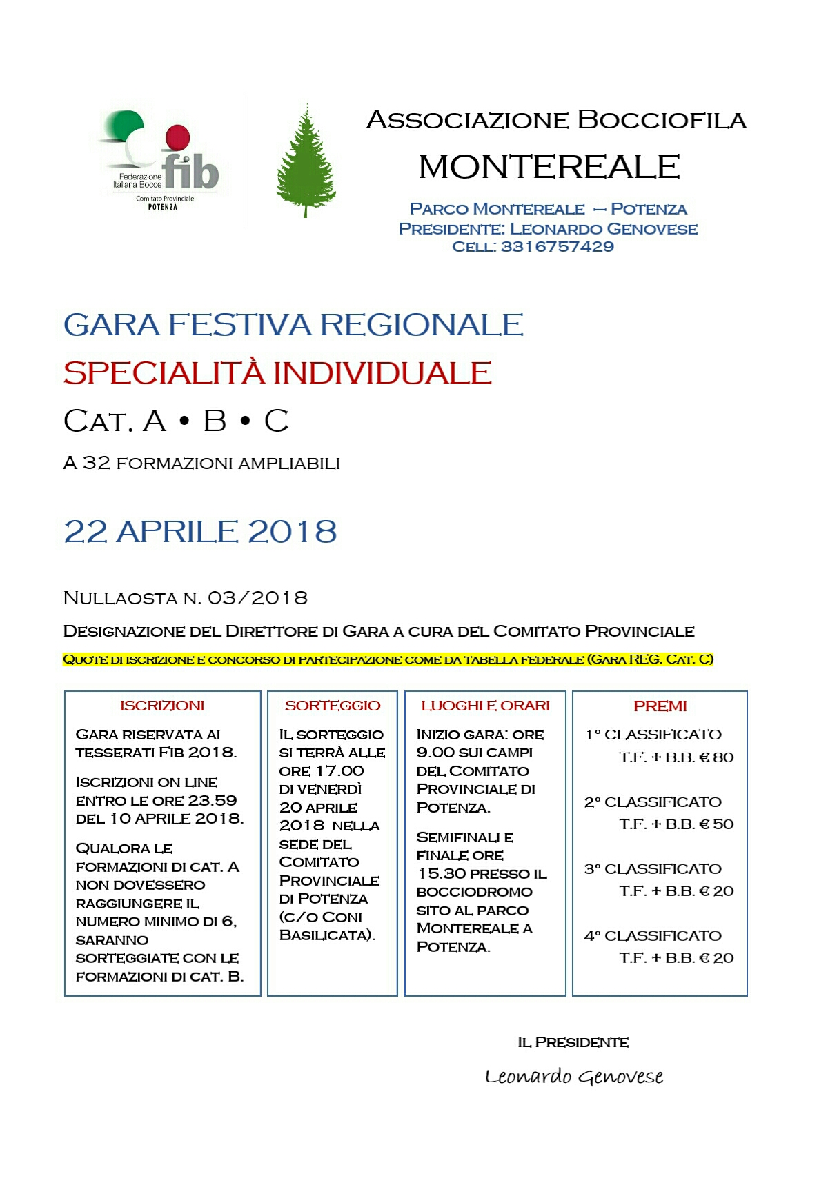 Locandina gara individuale 22 aprile 
