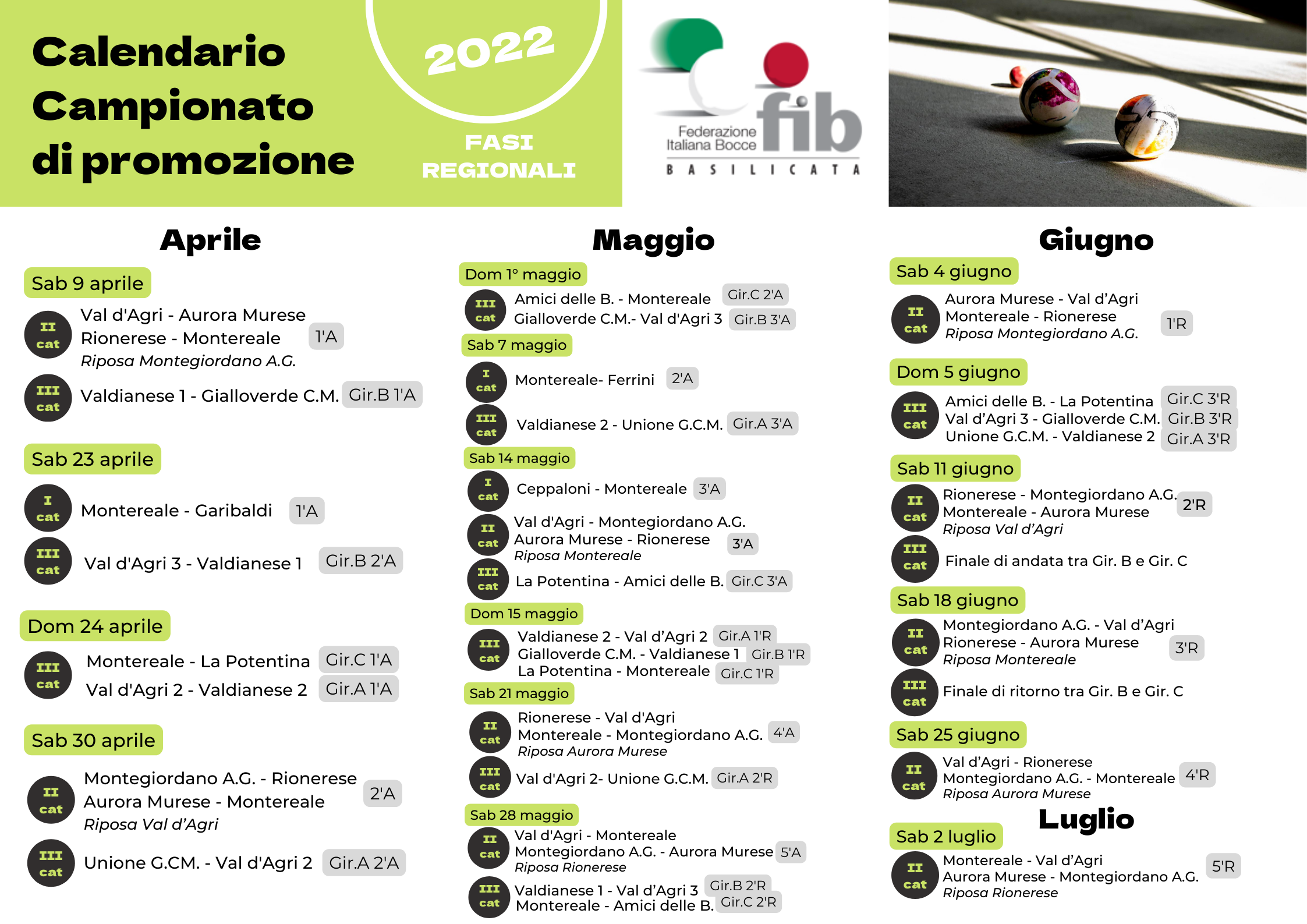 Calendario Campionato 22 def