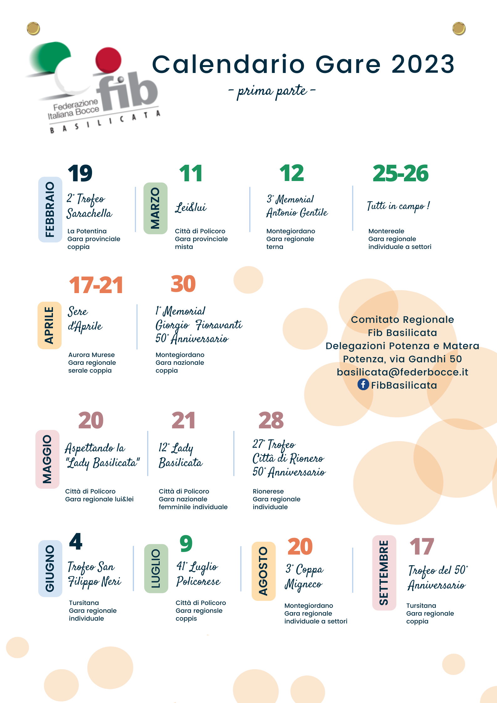 Calendario gare 2023