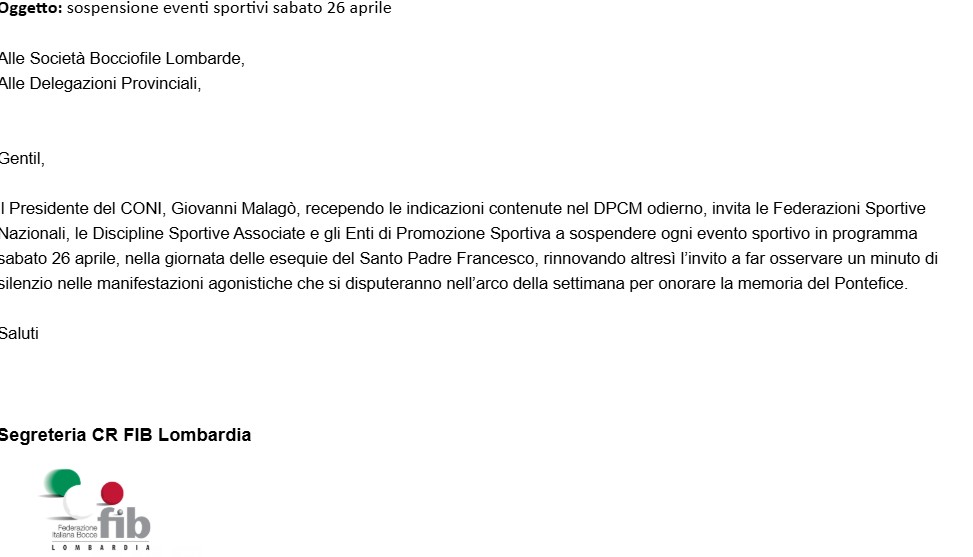 sabato IL PAPA