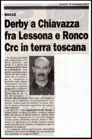 DERBY A CHIAVAZZA FRA LESSONA E RONCO CRC IN TERRA TOSCANA