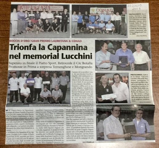 TRIONFA LA CAPANNINA NEL MEMORIAL LUCCHINI