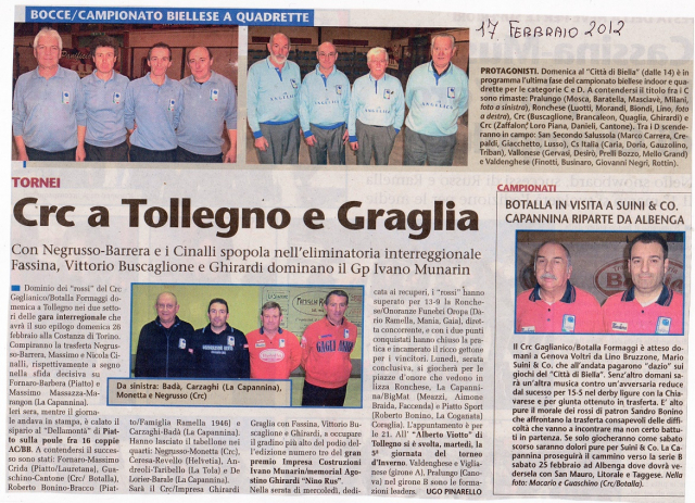 CRC A TOLLEGNO E GRAGLIA