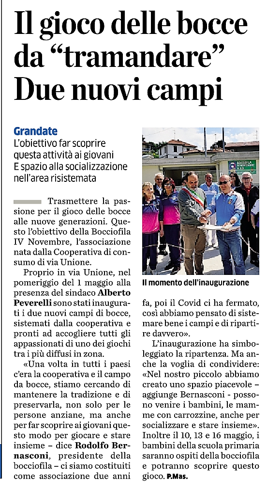 INAUGURAZIONE CAMPI IV NOVEMBRE PROVINCIA