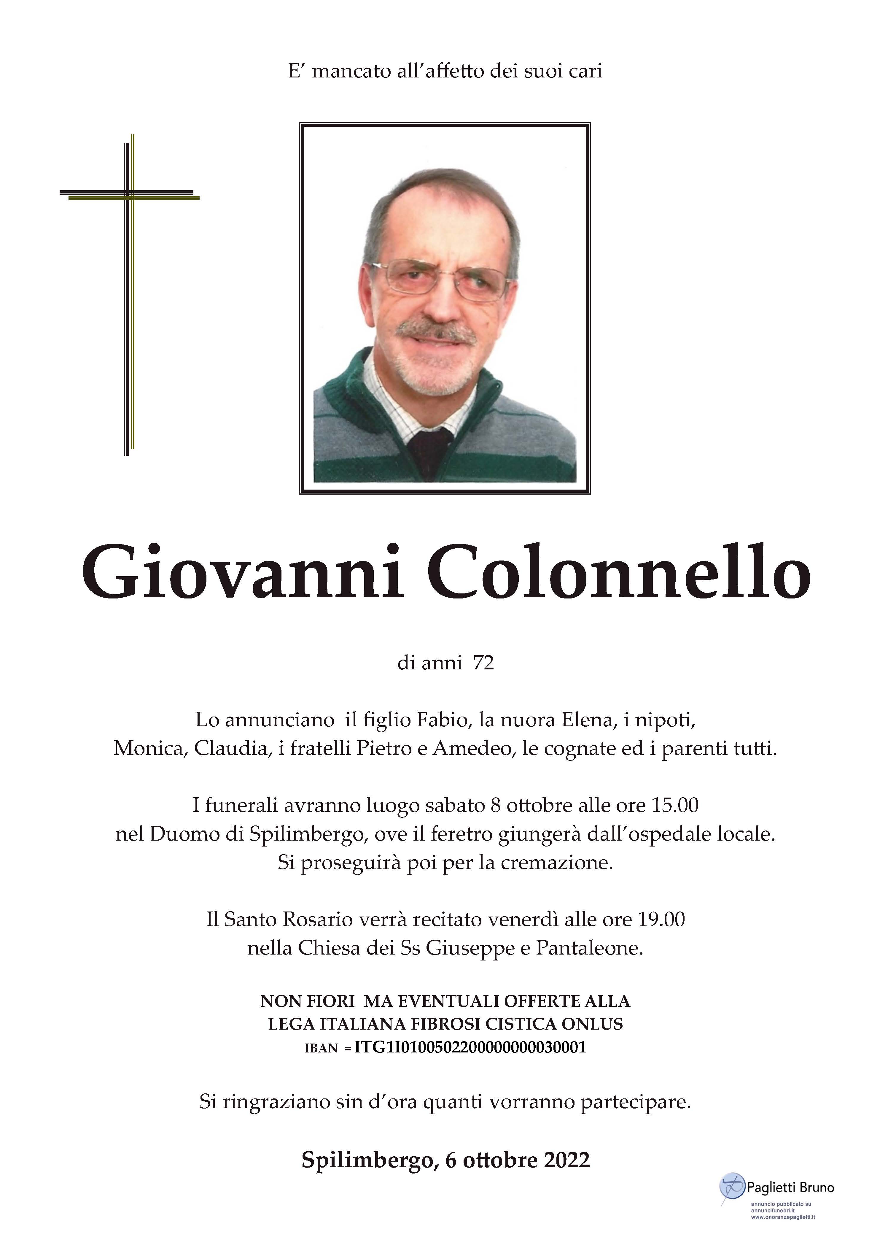 Epigrafe colonnello giovanni