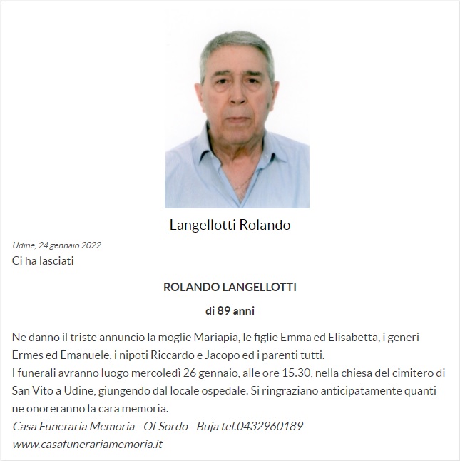 Necrologio Langellotti Rolando