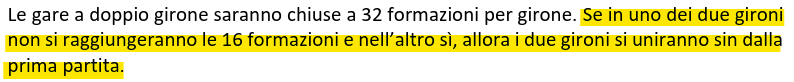 Comunicazione gare a doppio girone 2026