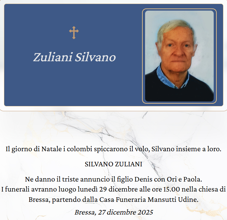 Necrologio Silvano Zuliani