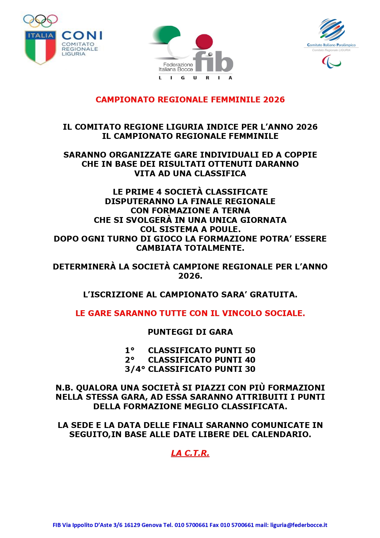 CAMPIONATO REGIONALE FEMMINILE 2026 page 0001