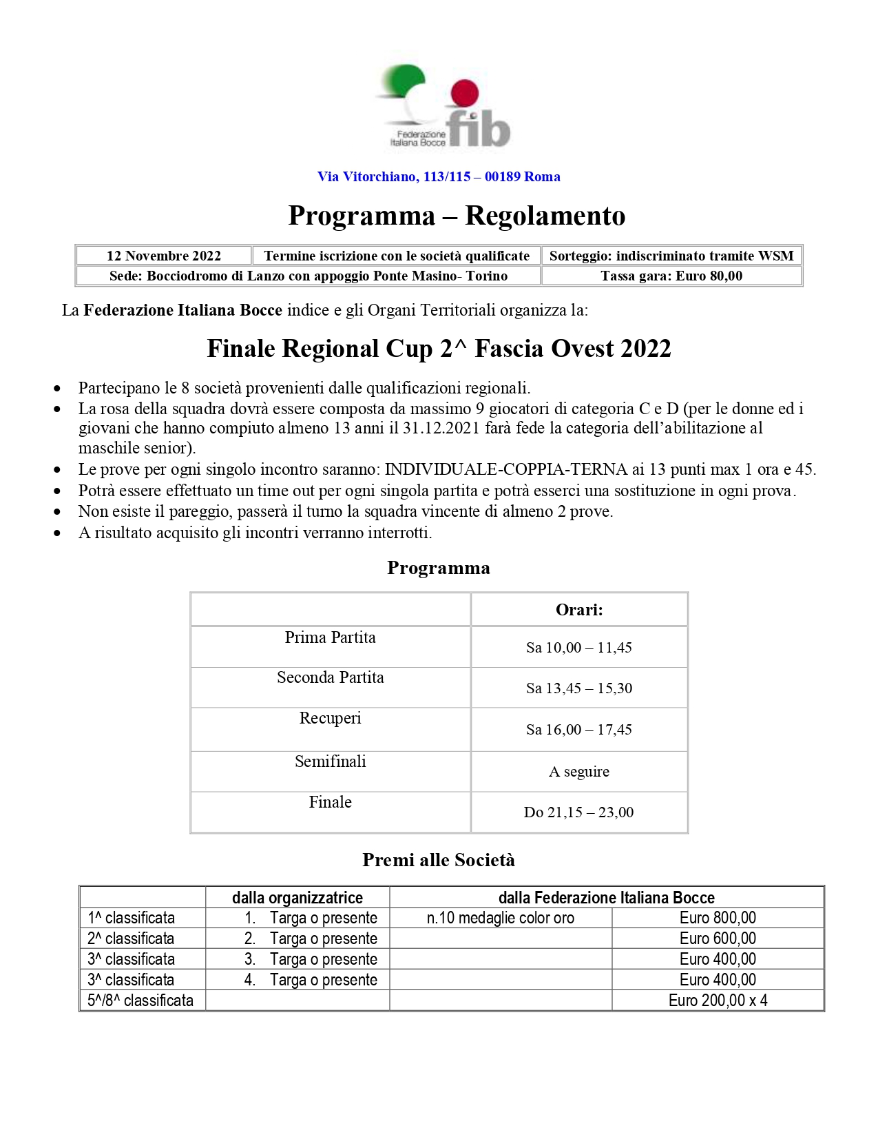 Regional Cup 2 Fascia Programma page 0001