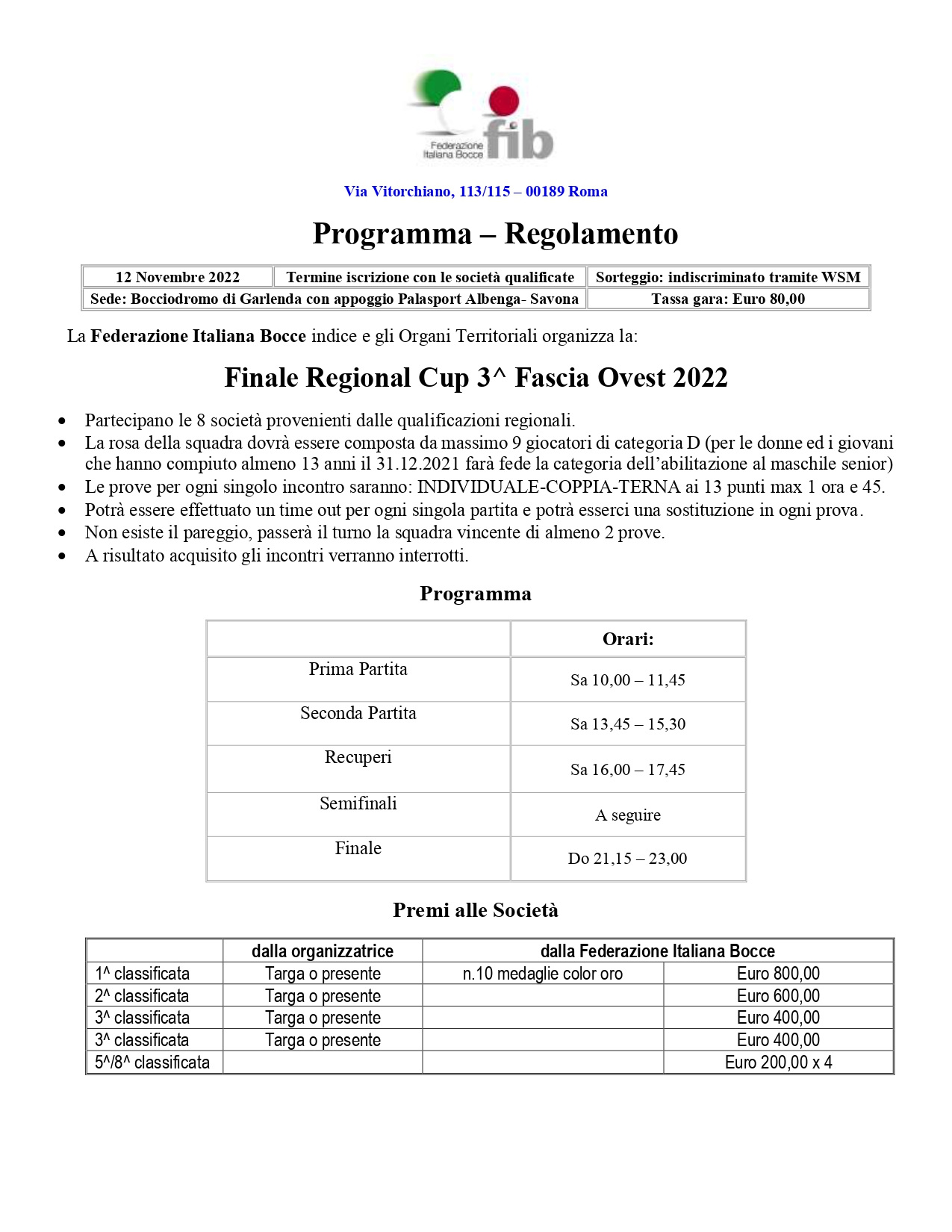Regional Cup 3 Fascia Programma page 0001