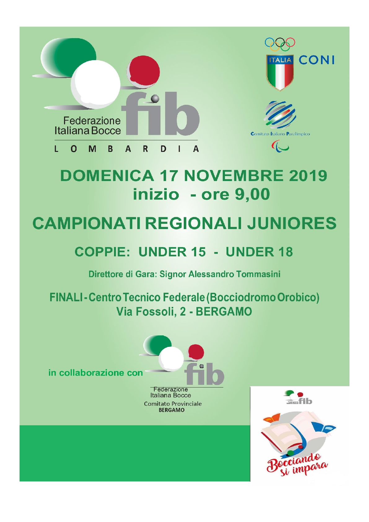 Manifesto campionato Regionale juniores coppie 17 novembre 20191
