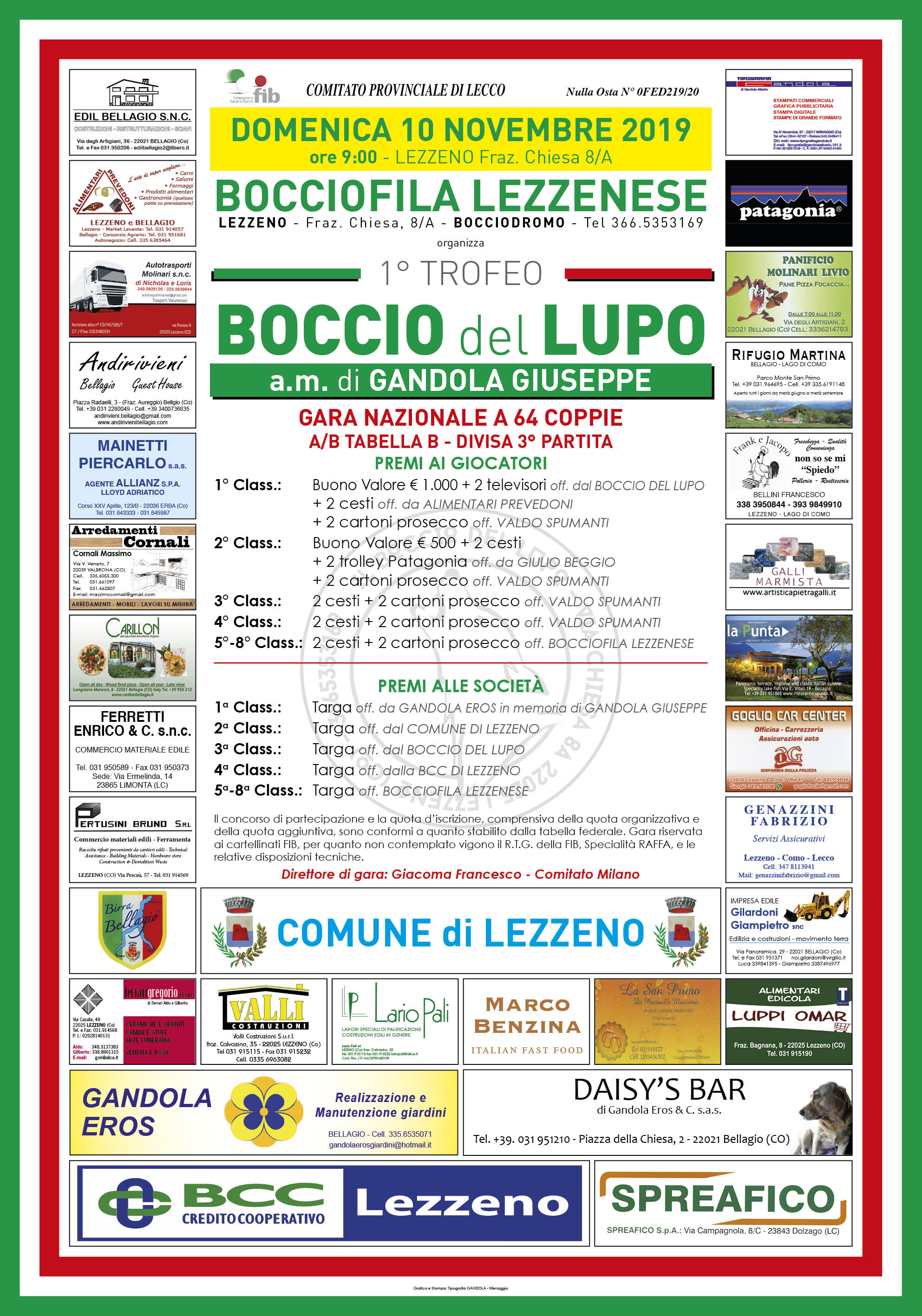 Manifesto gara nazionale Lezzeno Como 10.11.2019
