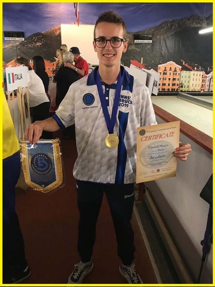 Mattia Visconti vincitore dei Campionati Europei settembre 2019