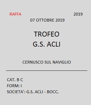 Logo Sorteggio Gara G.S. Acli del 14.10.2019