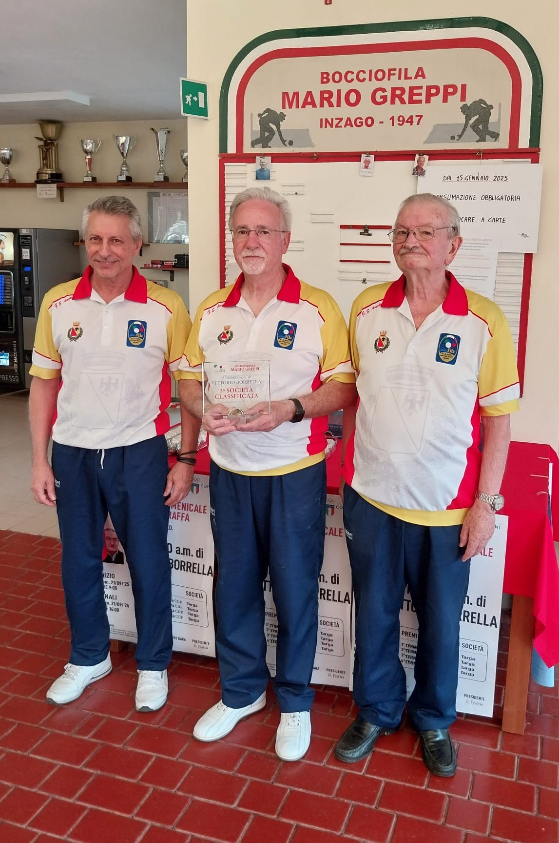 Ettore Lombardo Domenico Librizzi e Ferruccio Casati 4 classificati gara Greppi del 21.09.2025