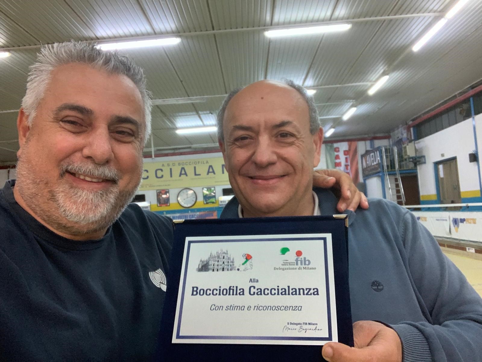 Marco Bugiardino con il Presidente della Caccialanza Luigi Sardella