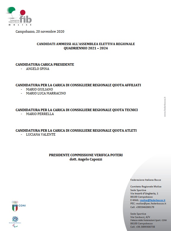 elenco candidati ammessi