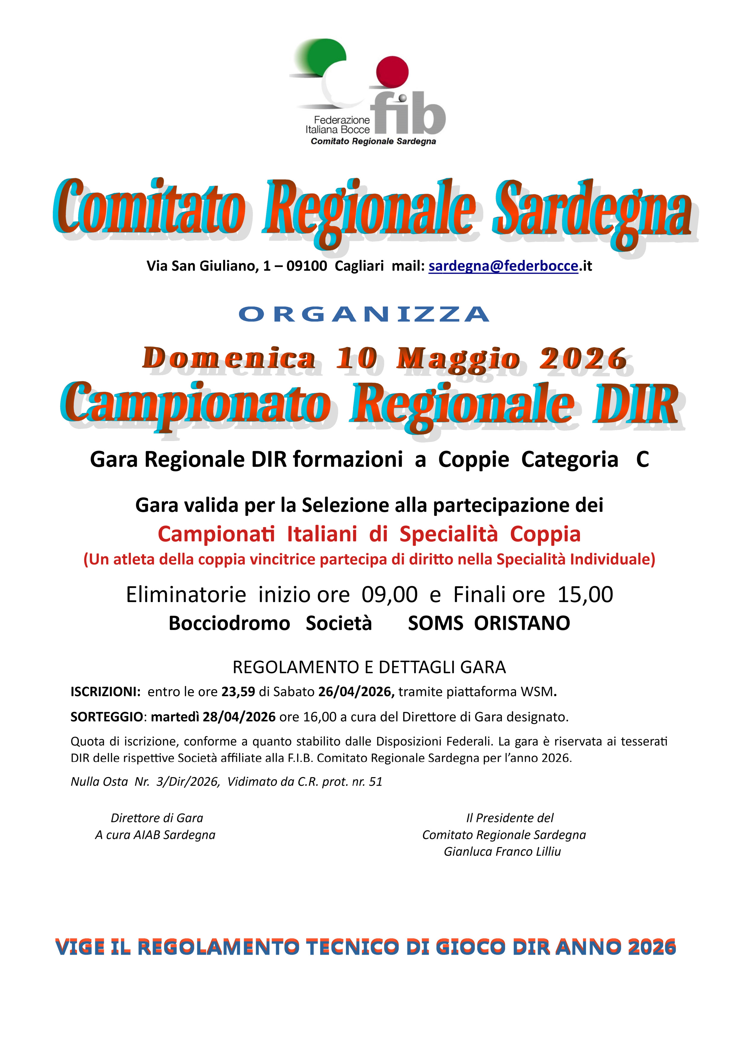 2026 CAMPIONATO REGIONALE DIR