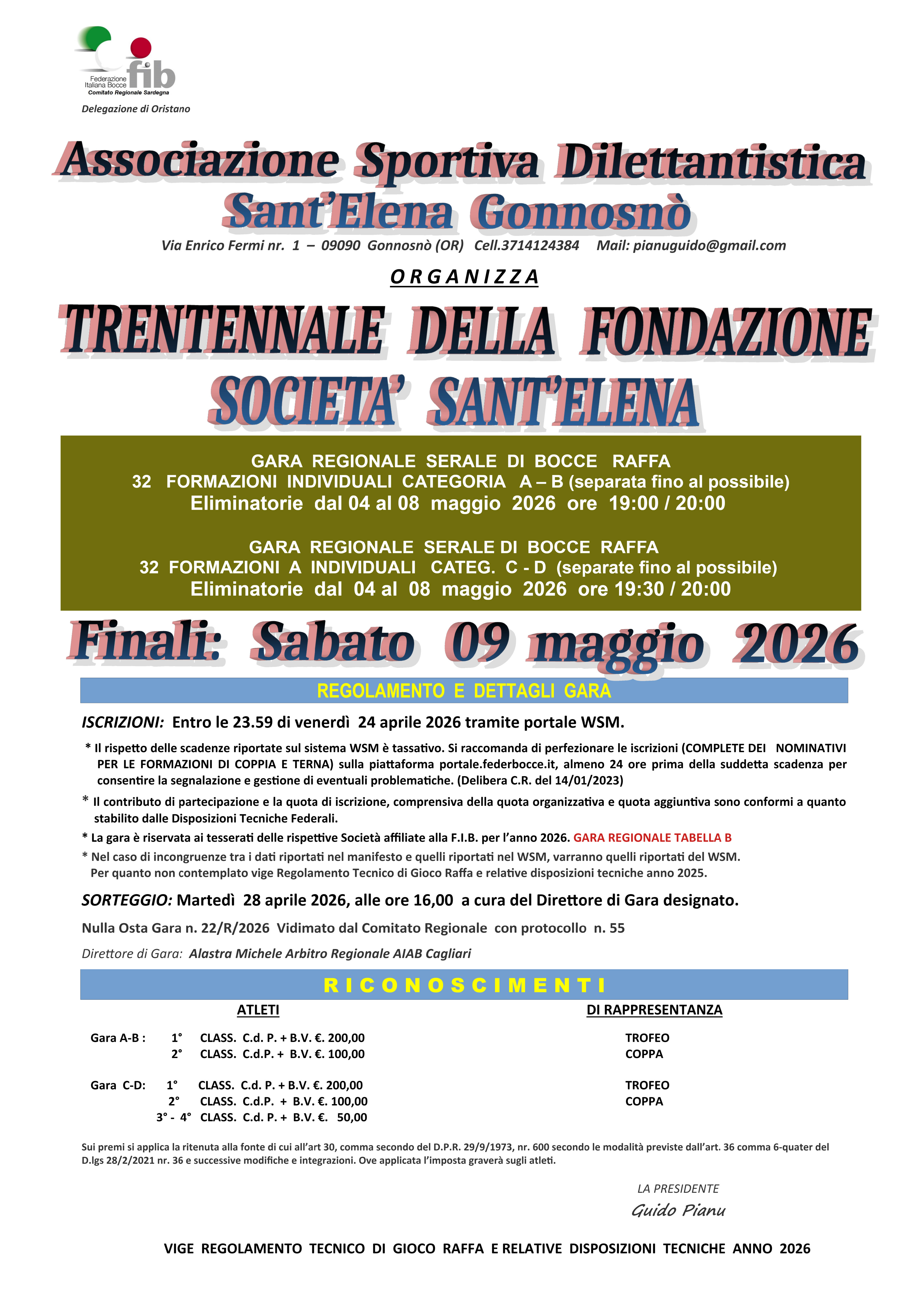 2026 TRENTENNALE DELLA FONDAZIONE GONNOSNO