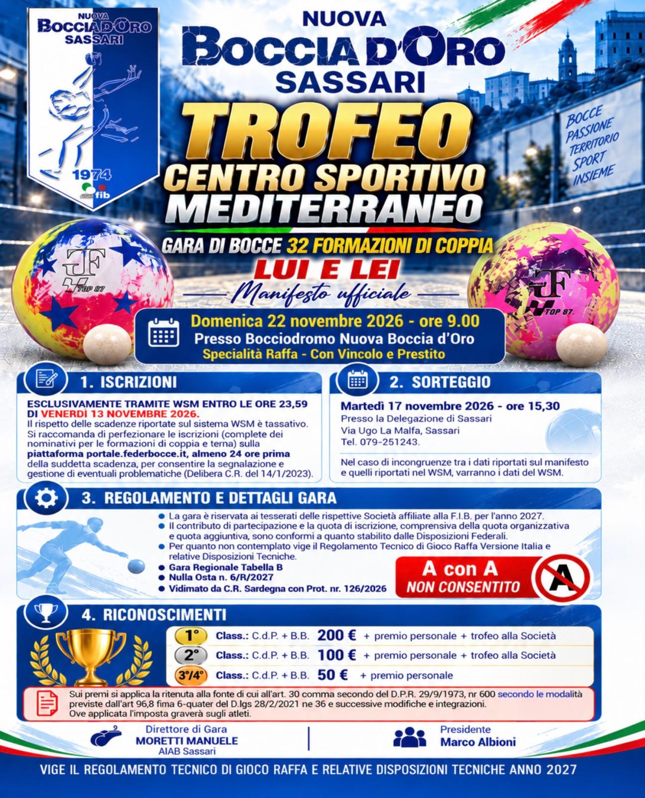 Centro Sportivo Mediterraneo Boccia doro