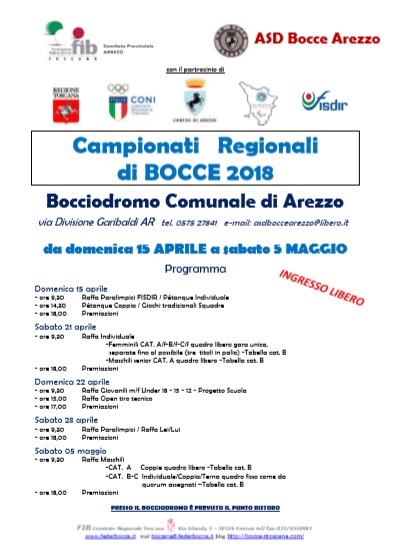 Locandina Campionati Regionali FIB Arezzo 2018