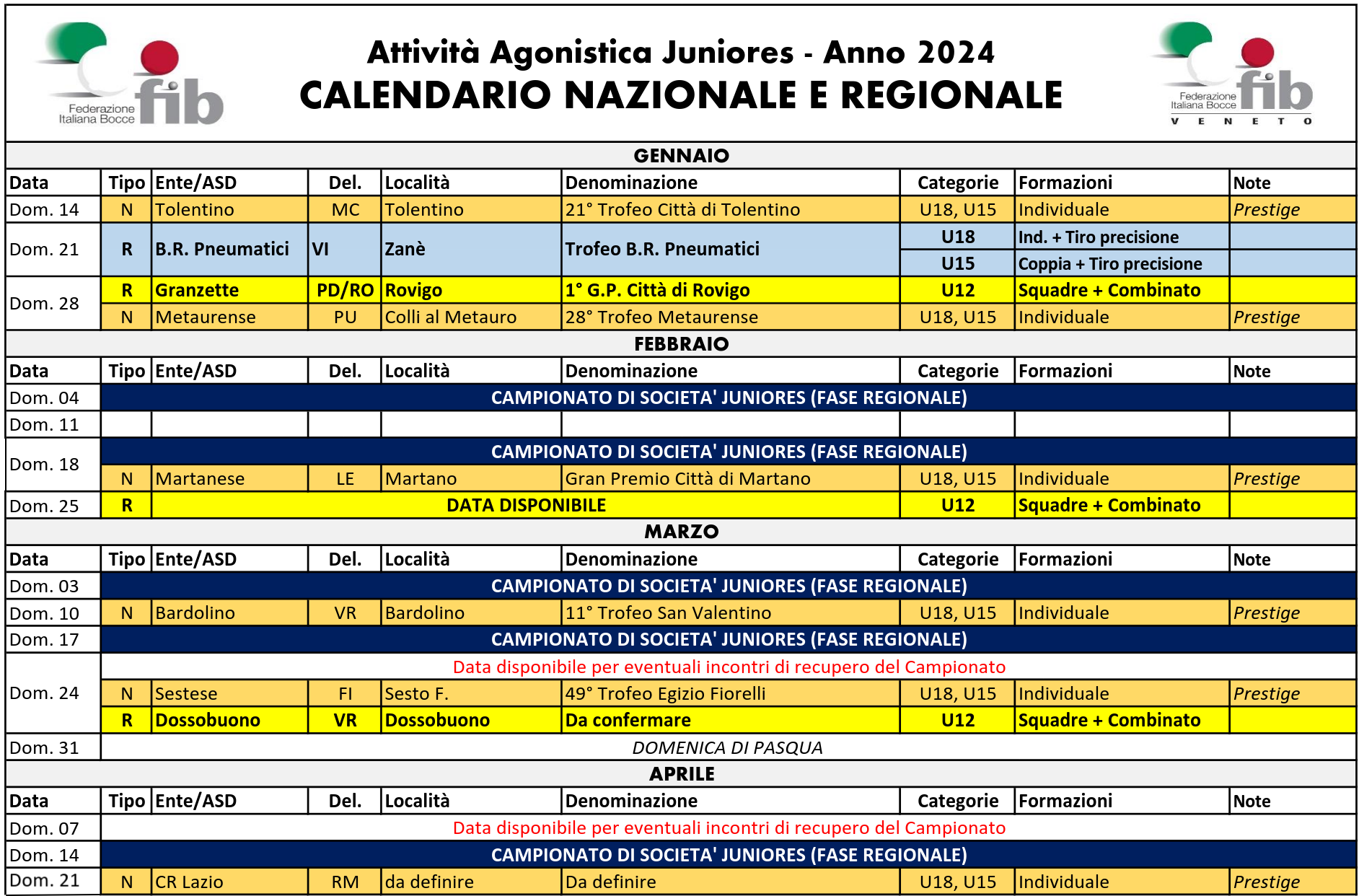 202312 22 Raffa Calendario Juniores a