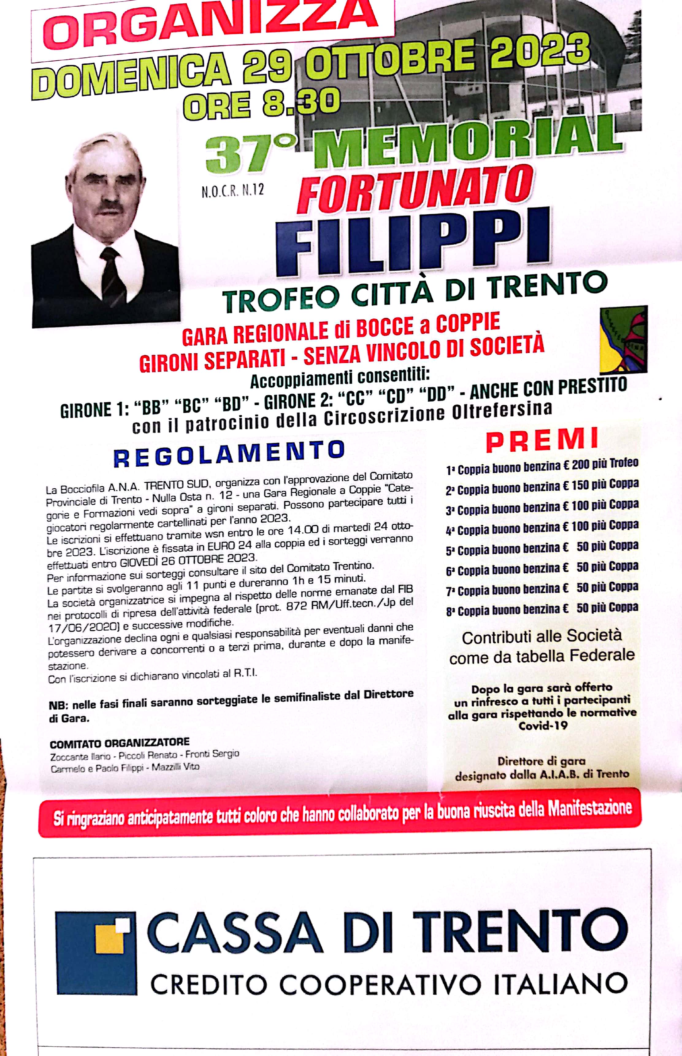 202310 29 37 MEMORIAL FORTUNATO FILIPPI S.B. A.N.A. TRENTO SUD Manifesto