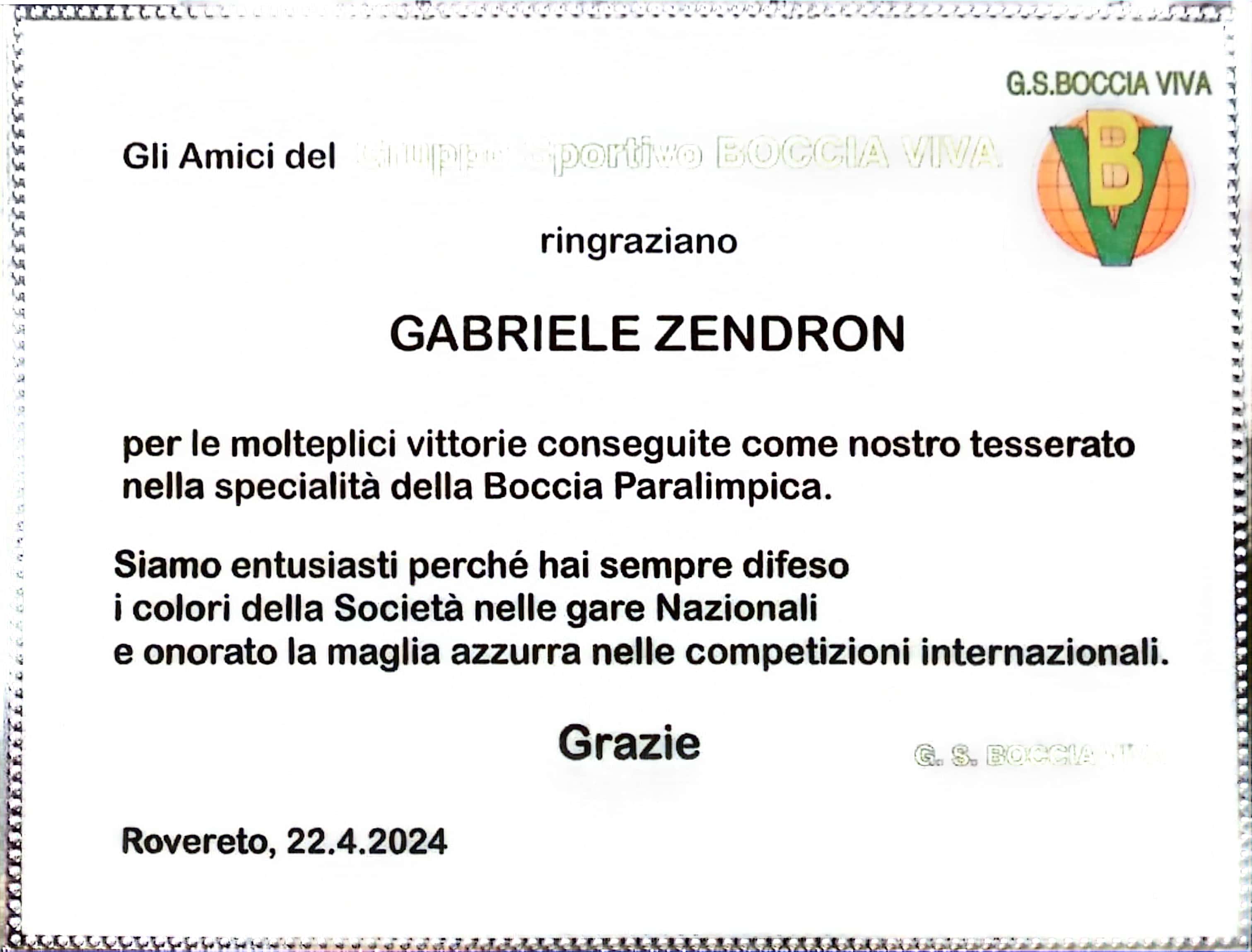 202404 22 Gabriele Zendron Testo TARGA