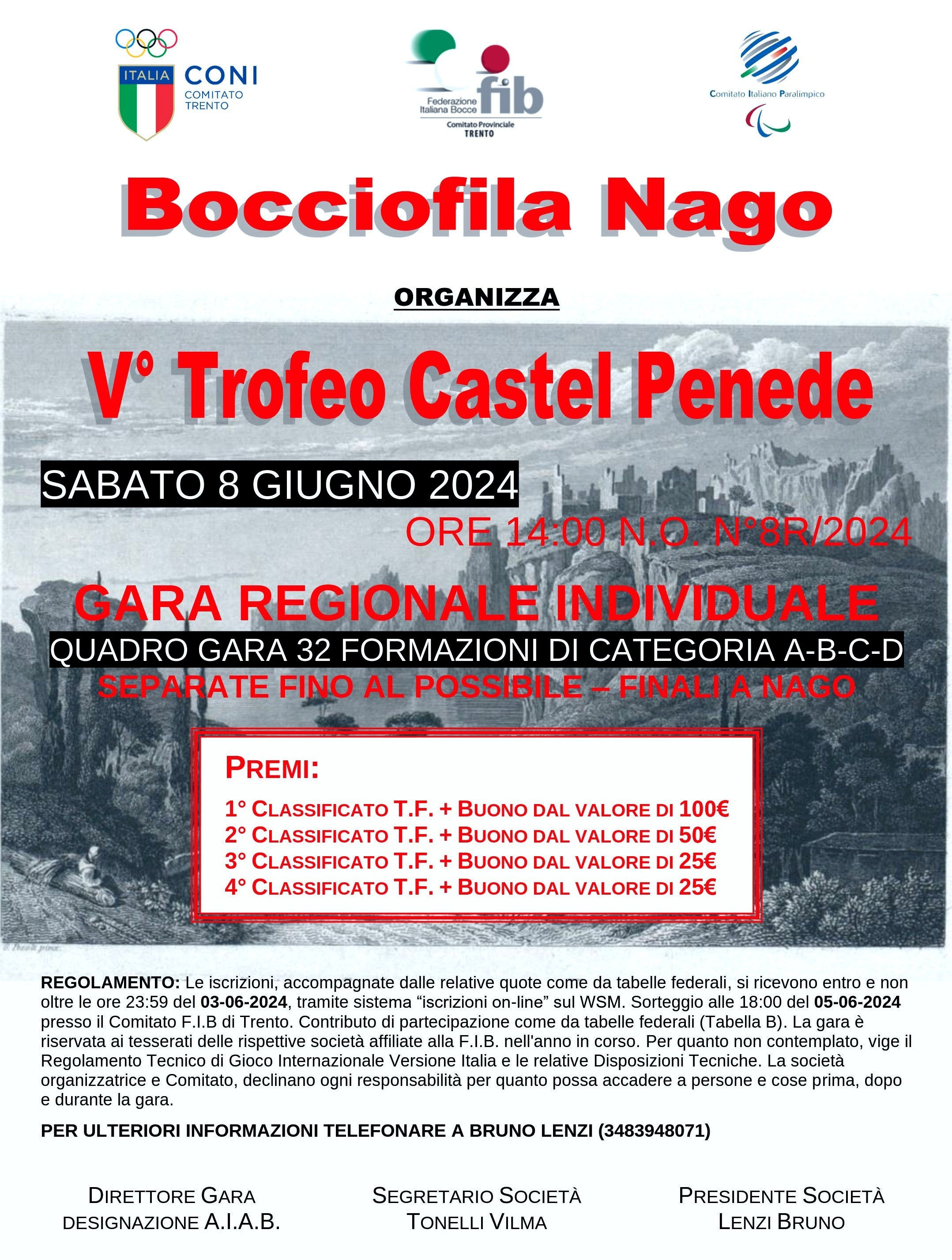 202406 08 5 TROFEO CASTEL PENEDE Bocciofila NAGO MANIFESTO