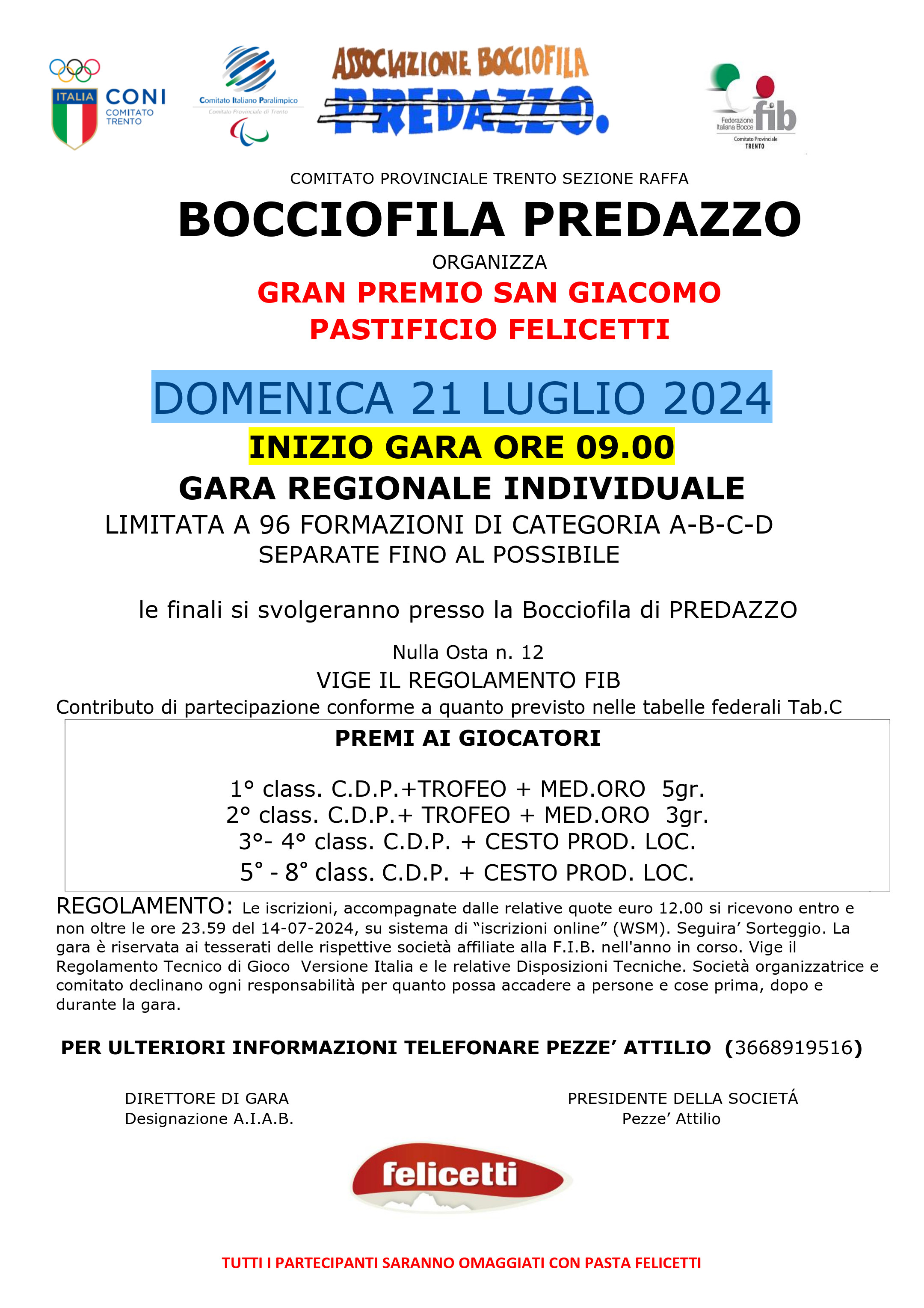 202407 21 GRAN PREMIO SAN GIACOMO PASTIFICIO FELICETTI MANIFESTO