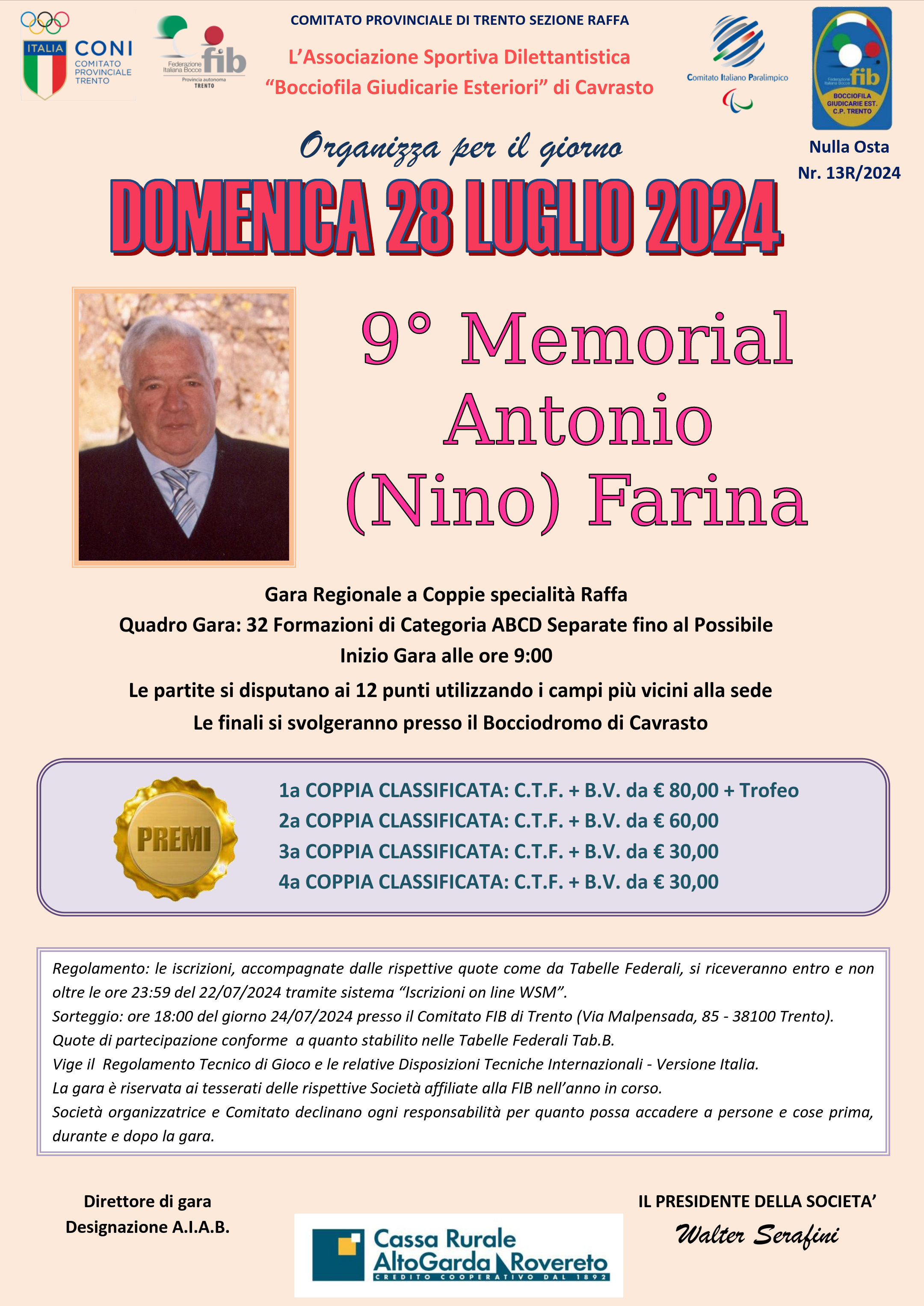 202407 28 9 Memorial Antonio Nino Farina Giudicarie Esteriori Cavrasto MANIFESTO