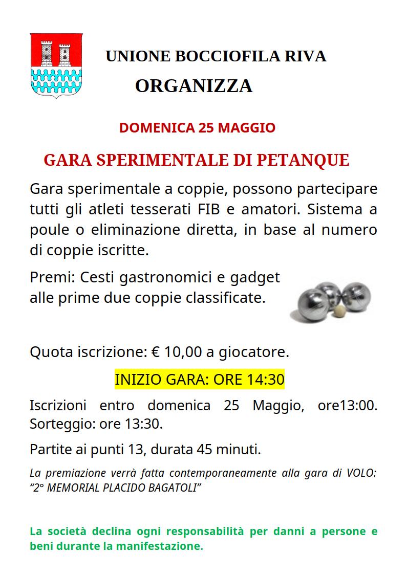 202505 25 GARA SPERIMENTALE PETANQUE UB RIVA