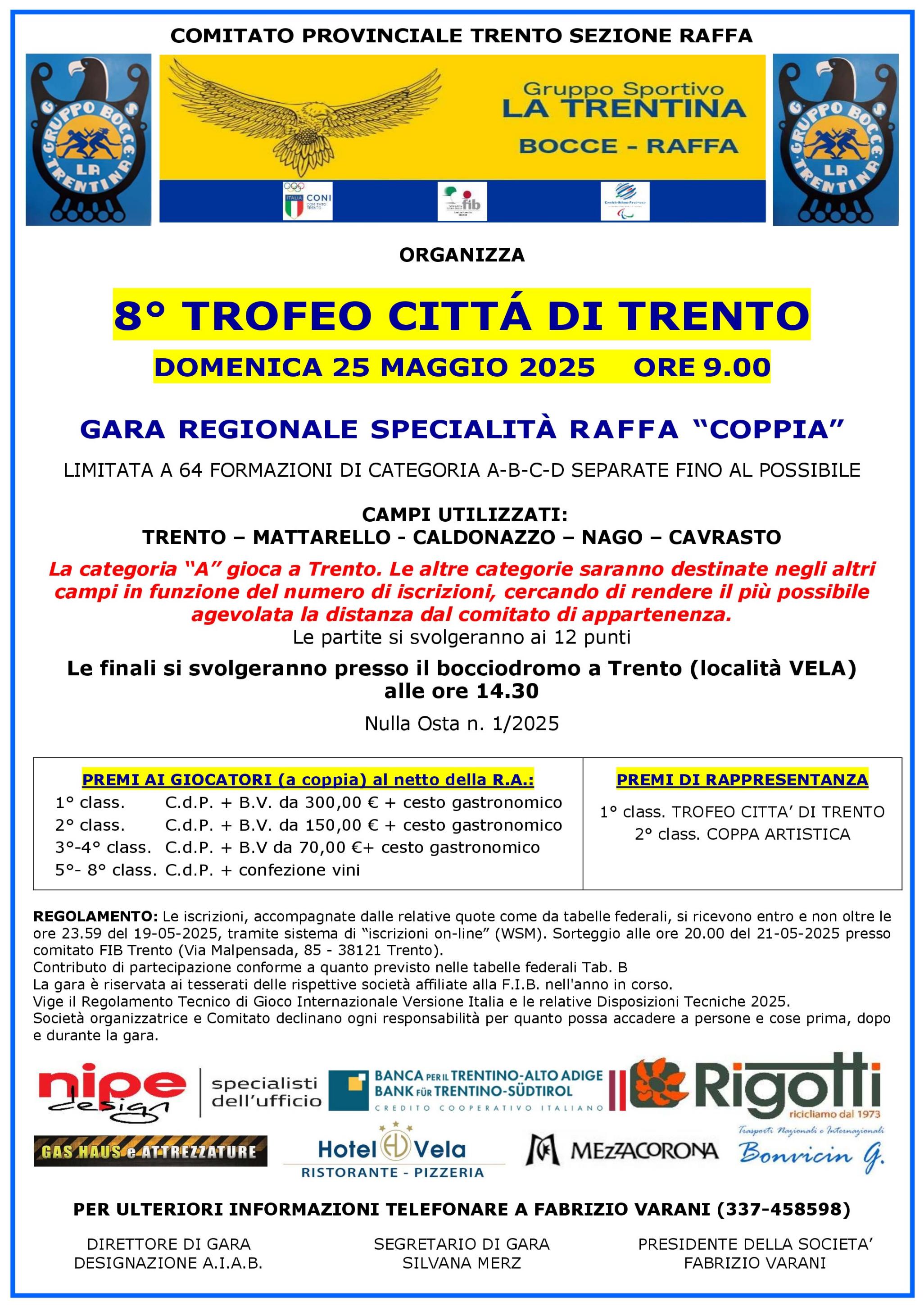 202505 25 8 TROFEO CITTÁ DI TRENTO La Trentina 2R MANIFESTO