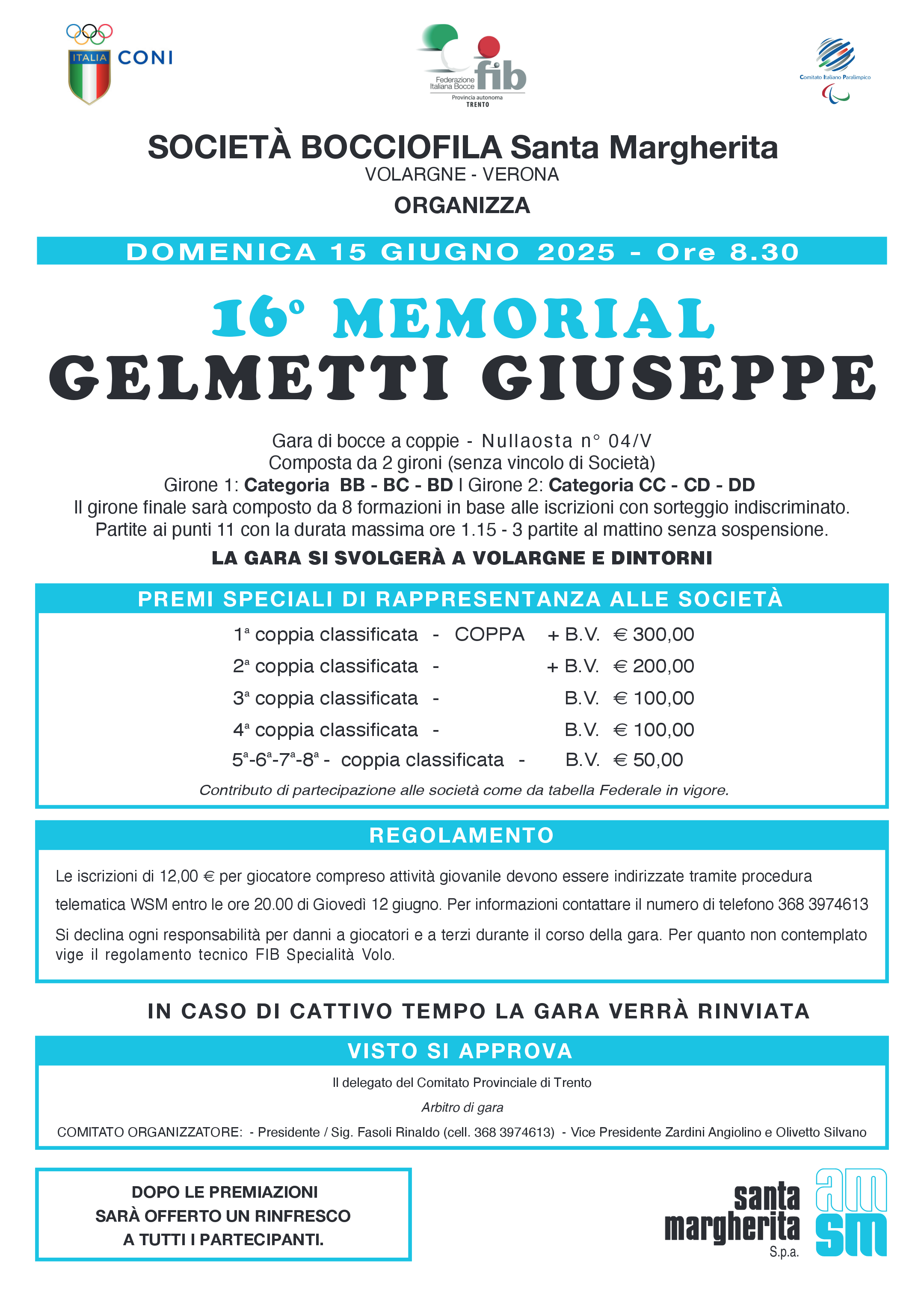 202506 15 16 Memorial GELMETTI GIUSEPPE Santa Margherita MANIFESTO