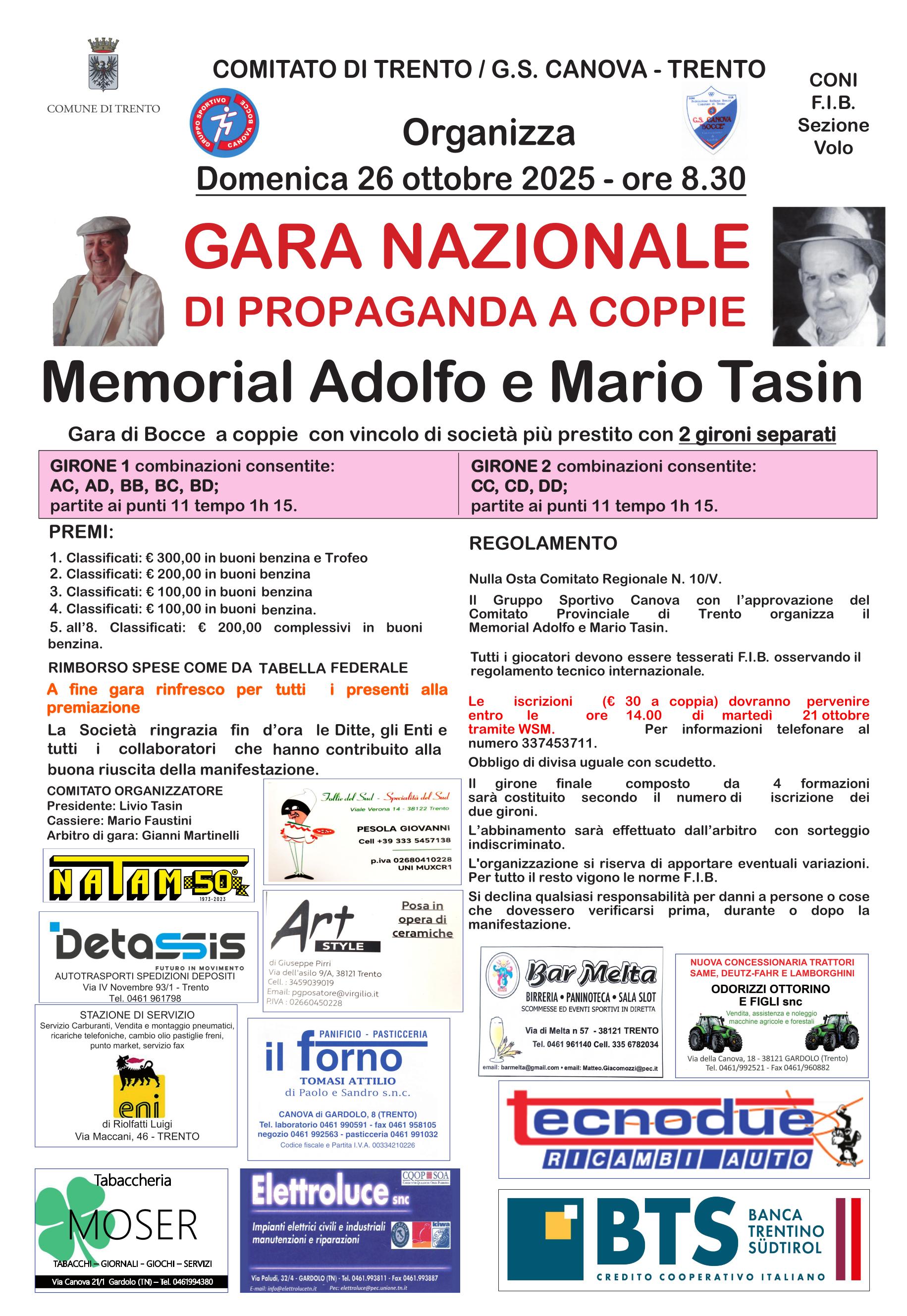 202511 30 39 Memorial FORTUNATO FILIPPI S.B. A.N.A. TRENTO SUD MANIFESTO