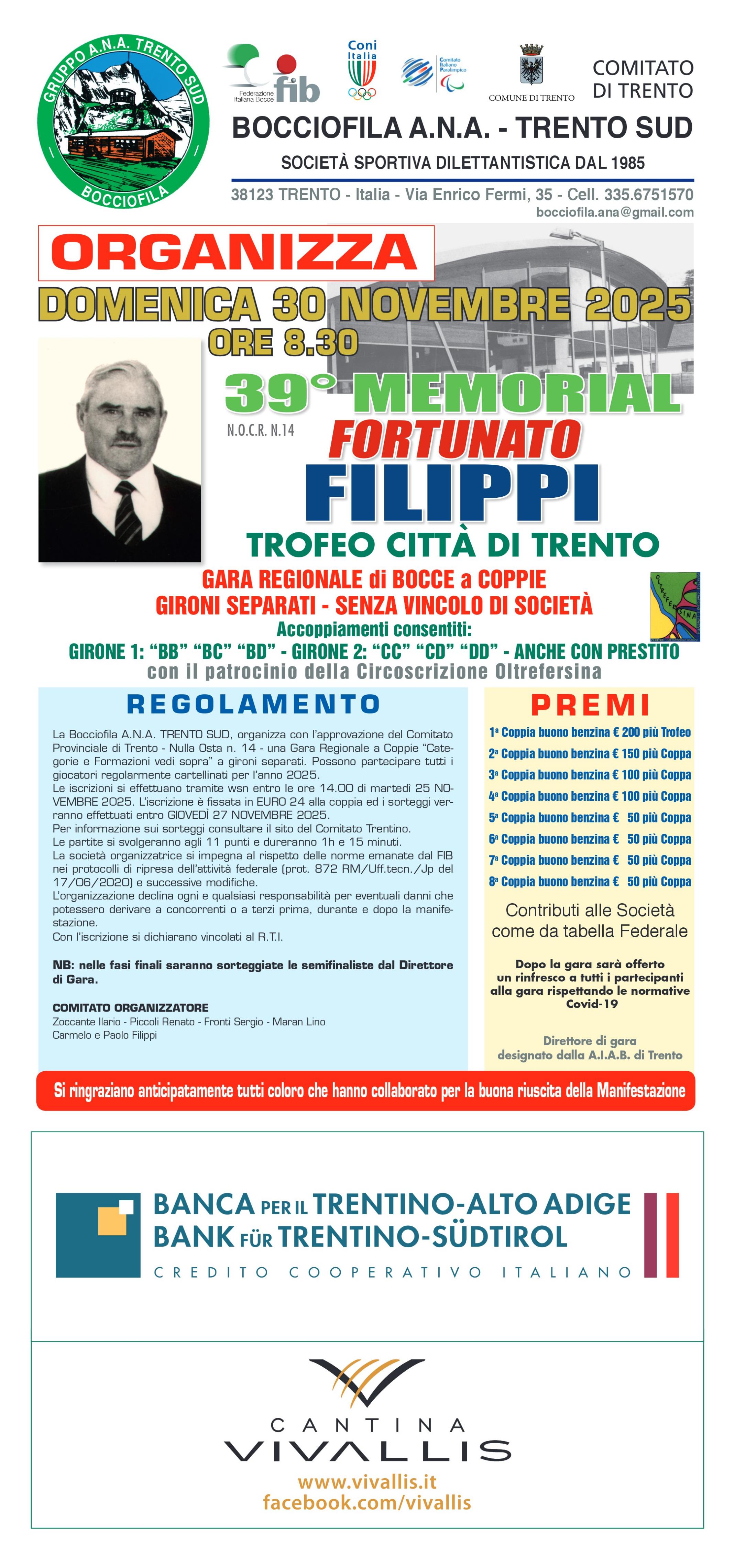 202511 30 39 Memorial FORTUNATO FILIPPI S.B. A.N.A. TRENTO SUD MANIFESTO