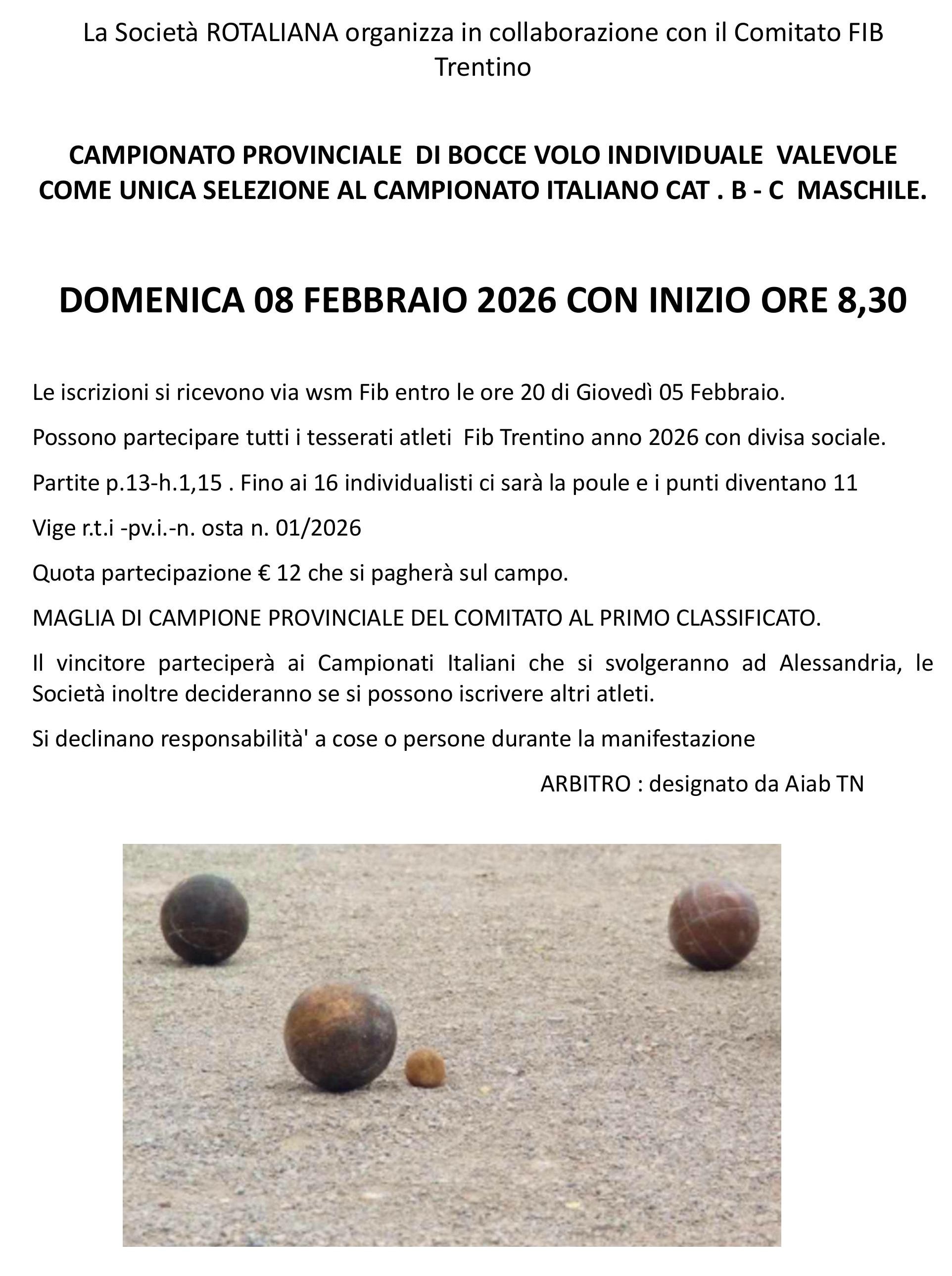202602 08 Selezione Individuale Bocciofila Rotaliana B e C