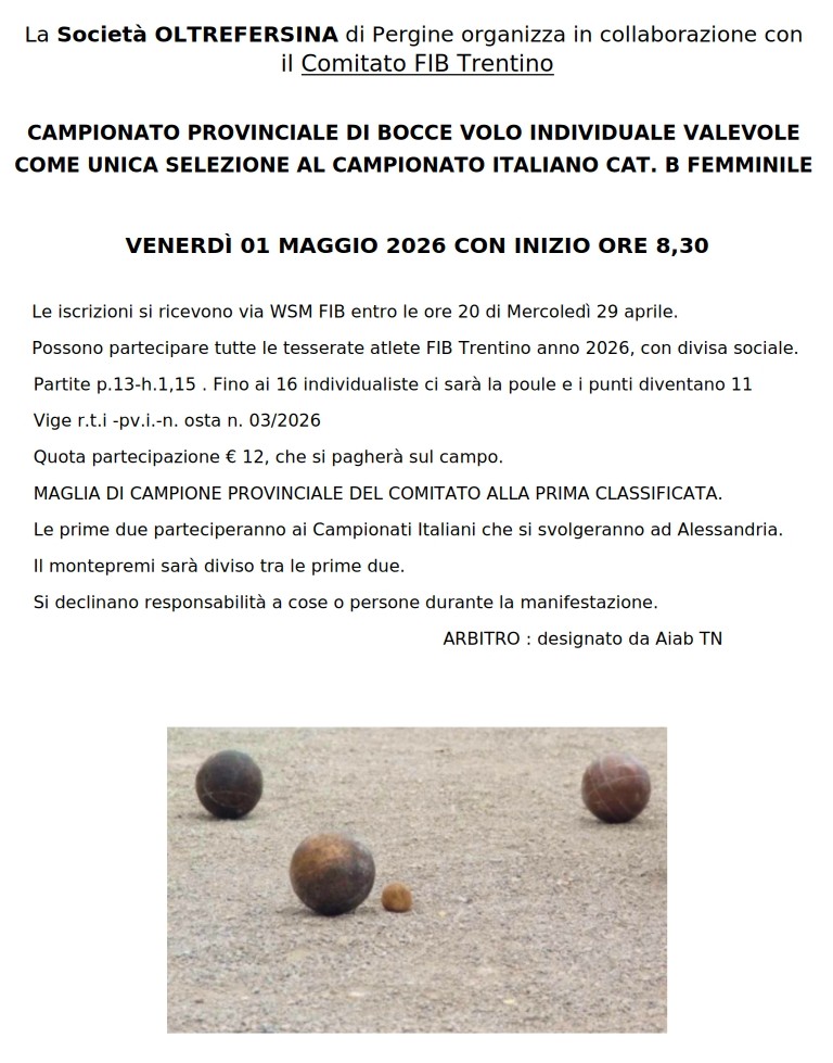 202605 01 Selezione Coppie Femminile Bocciofila Oltrefersina MODALITÀ