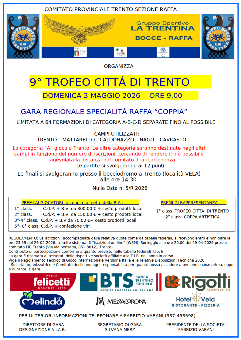 202605 03 9 Trofeo CITTÀ DI TRENTO LA TRENTINA 2R MANIFESTO