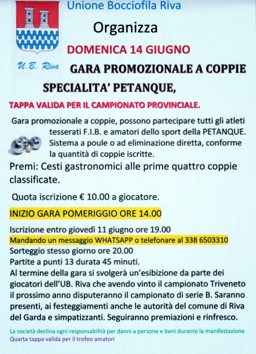 202505 25 GARA SPERIMENTALE PETANQUE UB RIVA