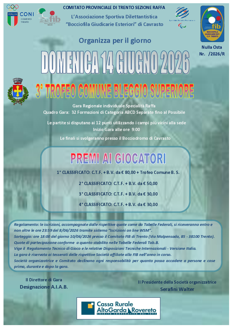 202606 14 3 Trofeo COMUNE di BLEGGIO SUPERIORE GIUDICARIE ESTERIORI MANIFESTO