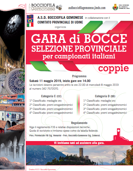 Campionato provinciale a coppie cat. C D 2019 Gemona