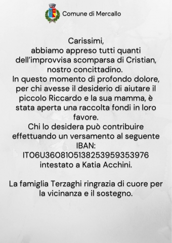 Cristian Terzaghi raccolta fondi