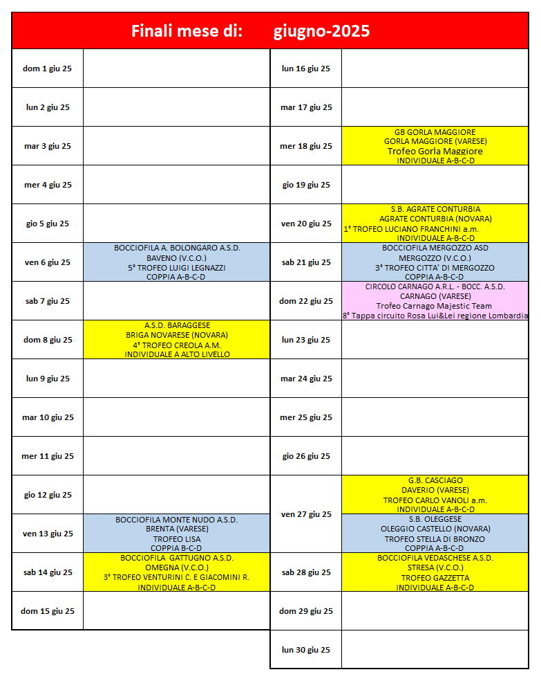 2025 giugno planning finali